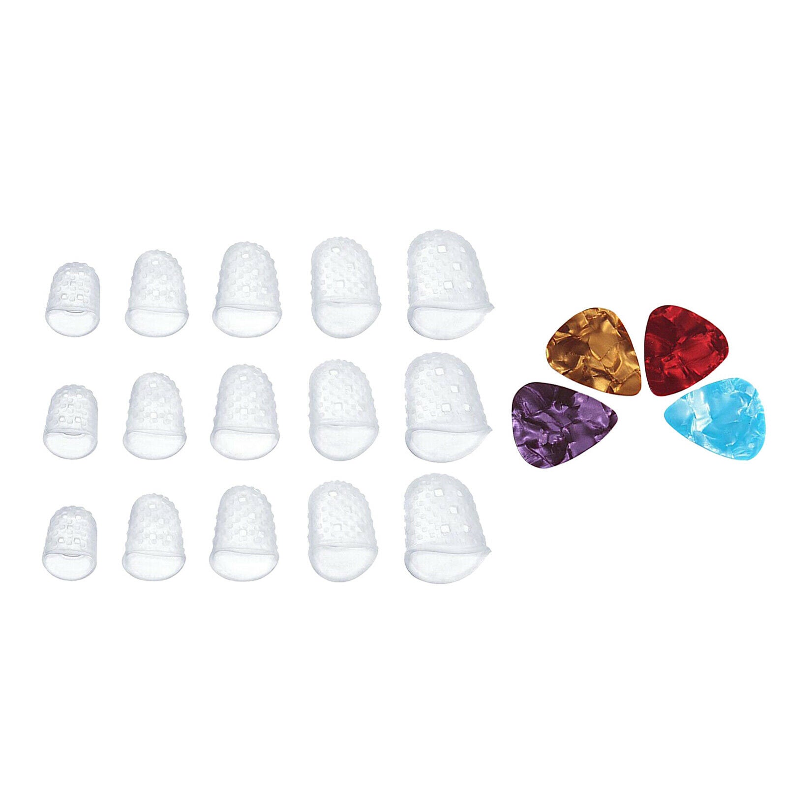 Anti-slip Silicone Fingertip Protectors Guitar Finger Guards 5 Sizes Finger
