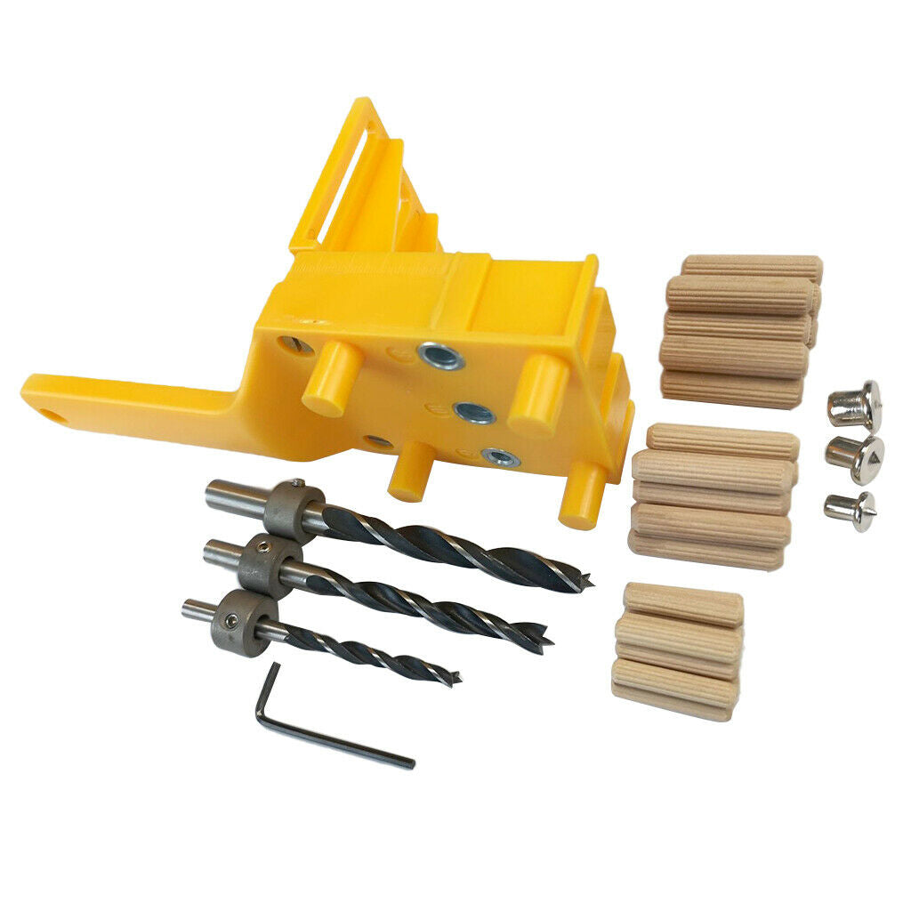 Woodworking Dowel Jig, Includes Wood Dowel Pins with 6 8 10mm Drill Bits Drill