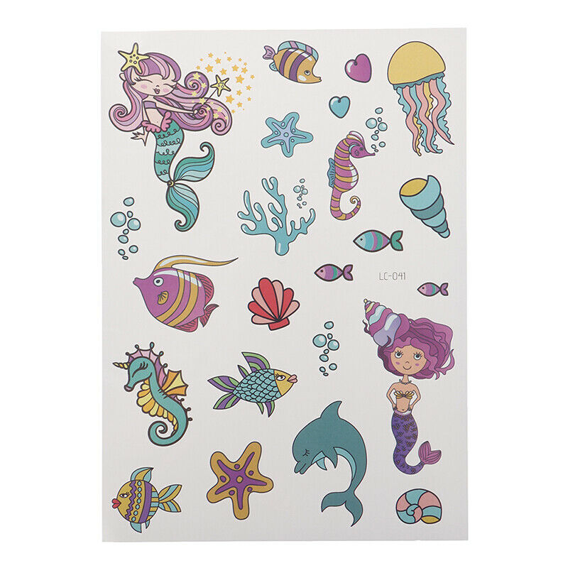2Sheets Cartoon Kids Tattoo Stickers Mermaid Temporary Tattoo Party SuppliesL Qx