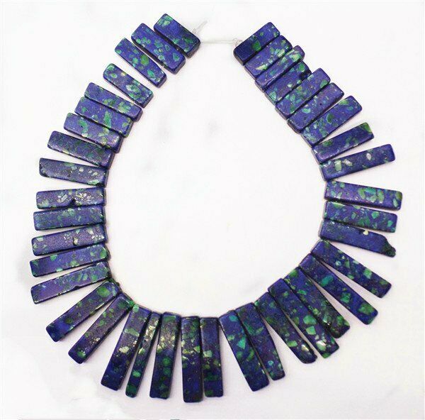 1 Strand Blue&Green Sea Sediment Jasper & Pyrite Oblong Loose Beads 15.5" HH7495