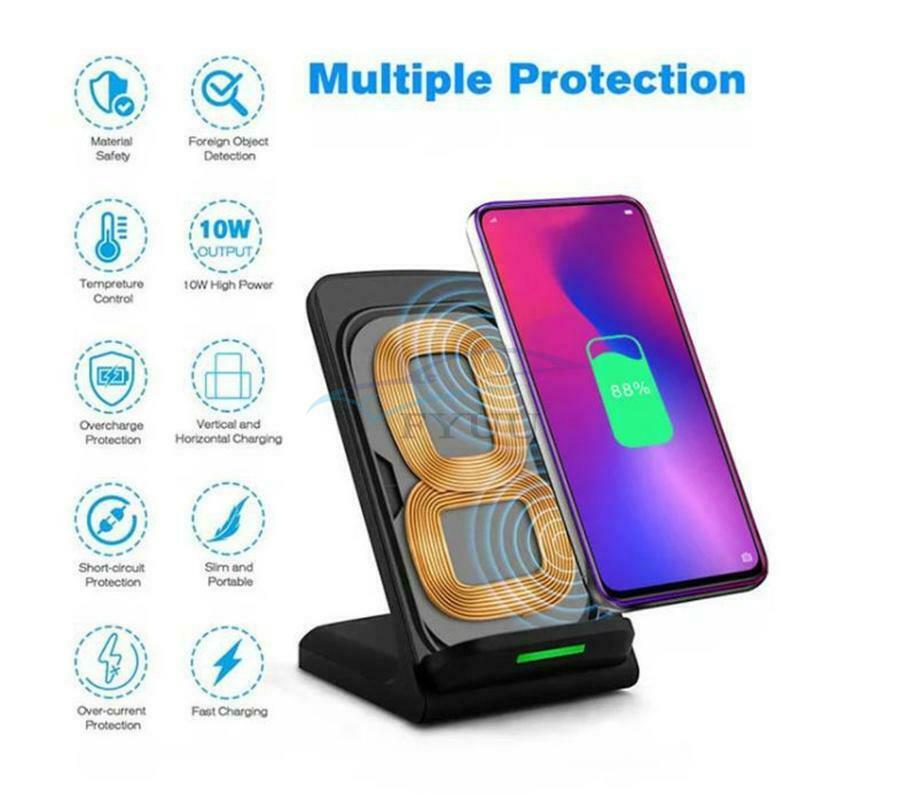 5V/2A 9V/1.67A 100-205KHz ABS&PC Black 10W Wireless Charging Body &Charger Cable