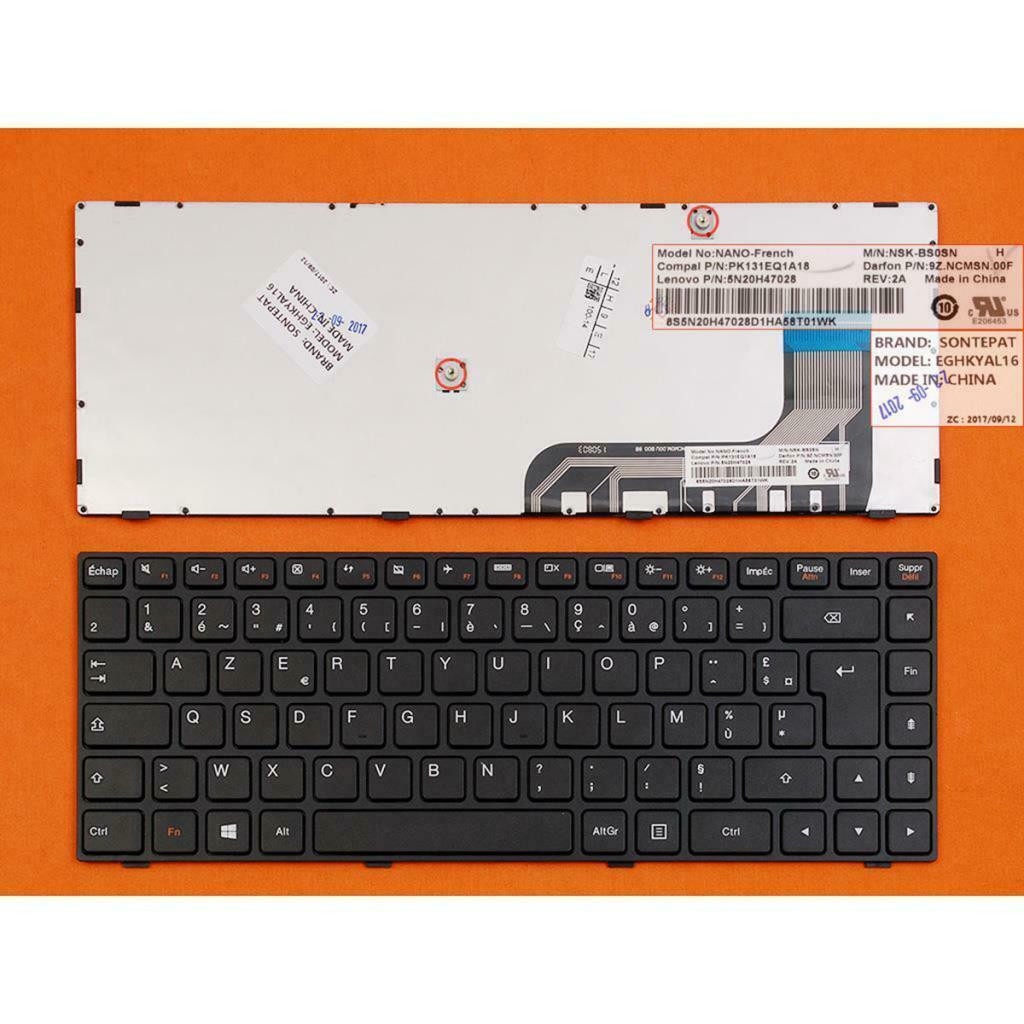 Laptop Keyboard FR Layout Compatible for Lenovo IdeaPad 100-14IBY Black