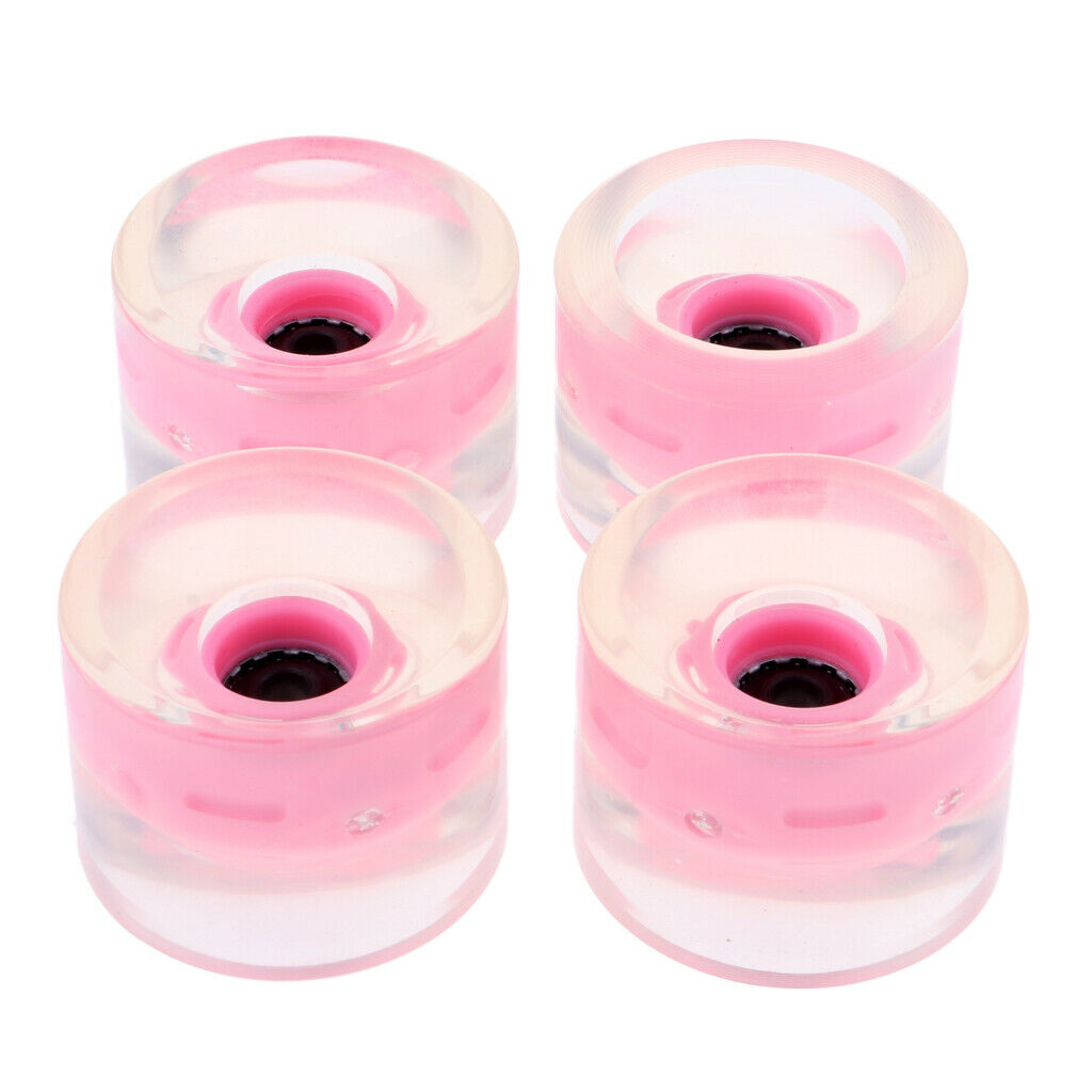 2X 4pcs 70mm Light Up Skateboard Longboard Wheels Glow at Night 78A Pink