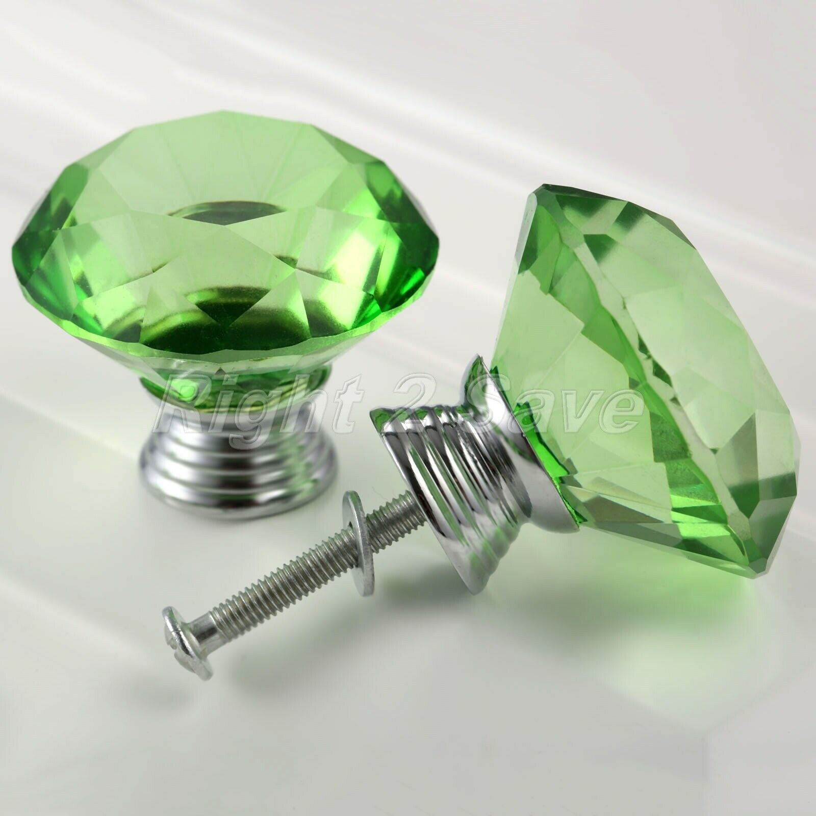 Green Knobs Crystal Glass 40mm Pull Handle Door Cupboard Drawer Cabinet 1PC