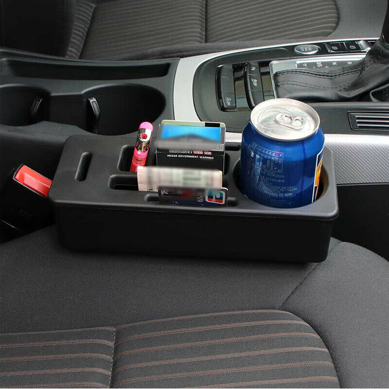 Multifunction Car Seat Crevice Storage Coin Box Organizer Phone Cup Holder Black