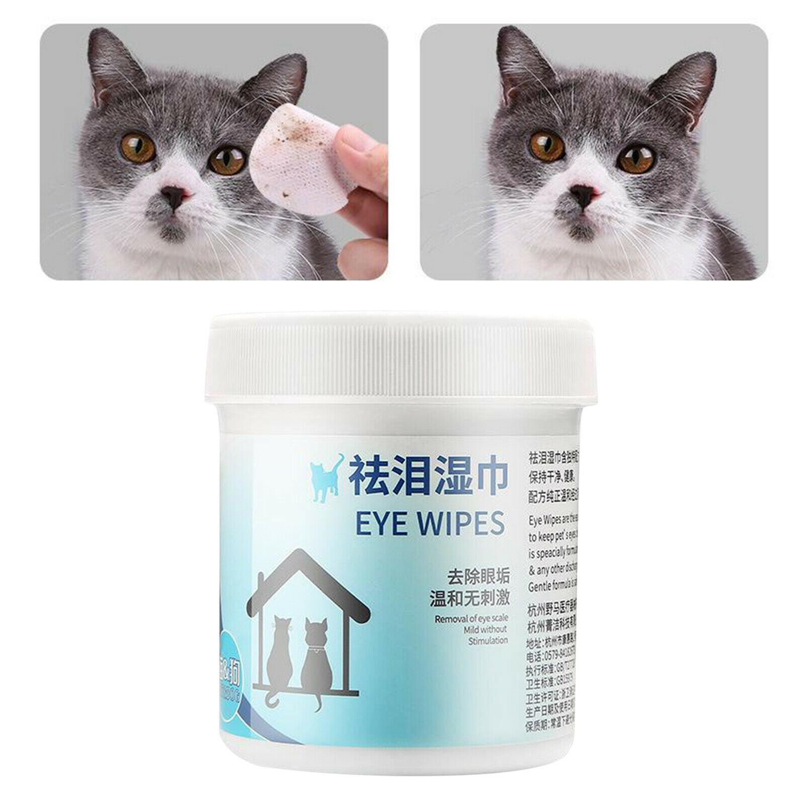 100 pcs Pet Eye Wipes, Dog ï¼†Cat Tear Stain Crust Remover, Natural Tear Eye