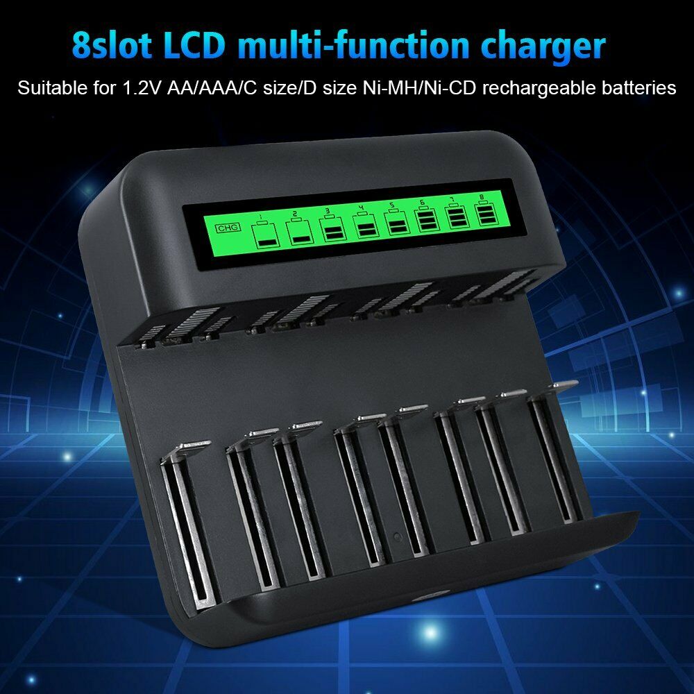 8 Slots Lcd Display Usb Smart Battery Charger For Aa Aaa Sc C D Size Rechar X1W1