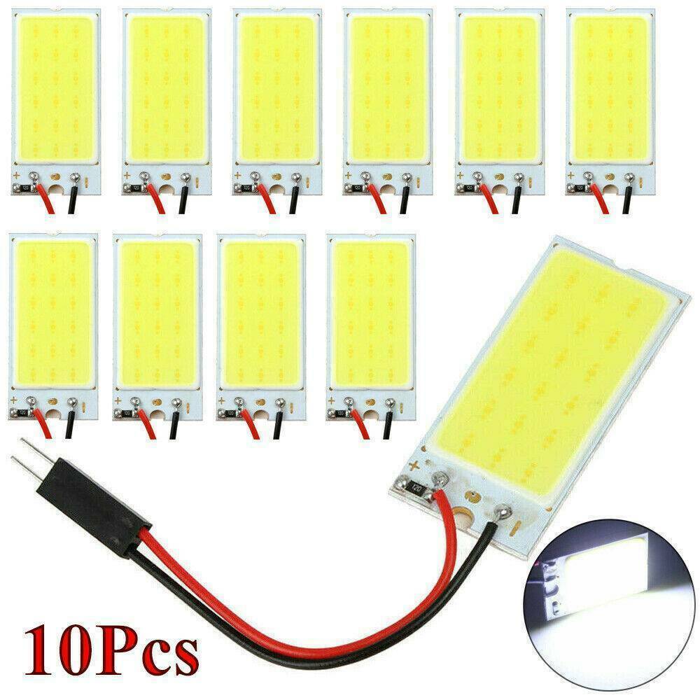 10X White COB Led Panel Dome Light Interior Lamp 12V T10 Festoon Adapters Sets