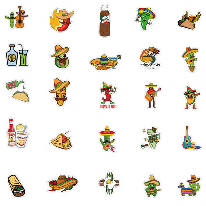 Mexican Style Food Stickers For Car Laptop Guitar Skateboard Diary Sticke.l8