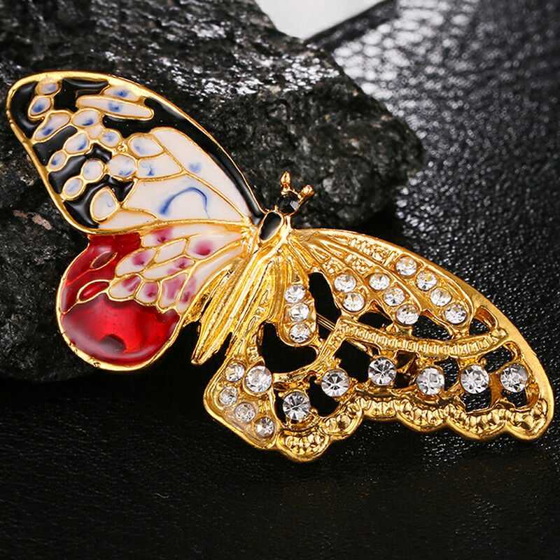 Enamel Butterfly Crystal Rhinestone Brooch Pin Gift Badge Buckle Colla.l8