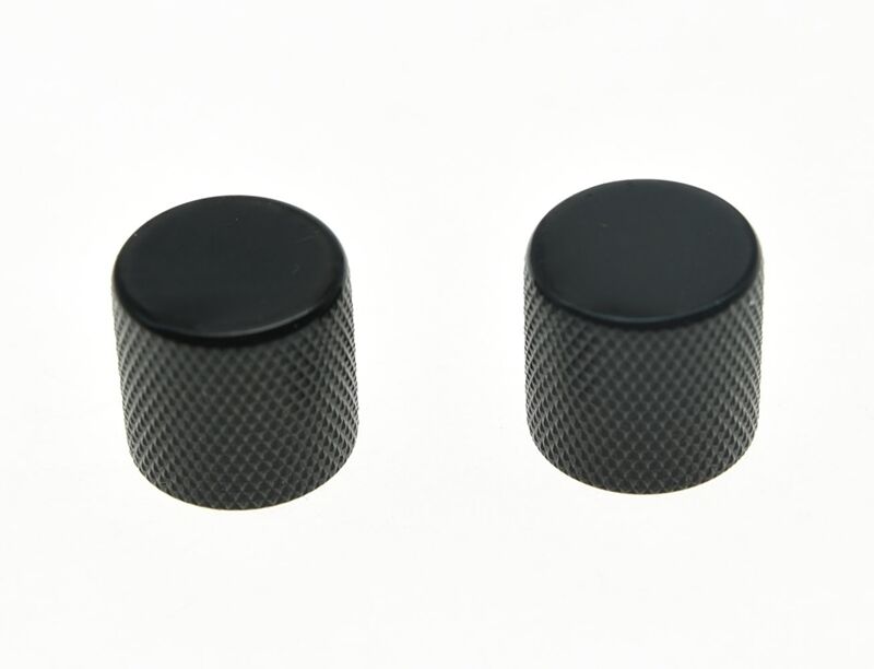 2x Black 18mm Guitar Bass Flat Top Barrel Knobs Tele Telecaster Guitar Knobs