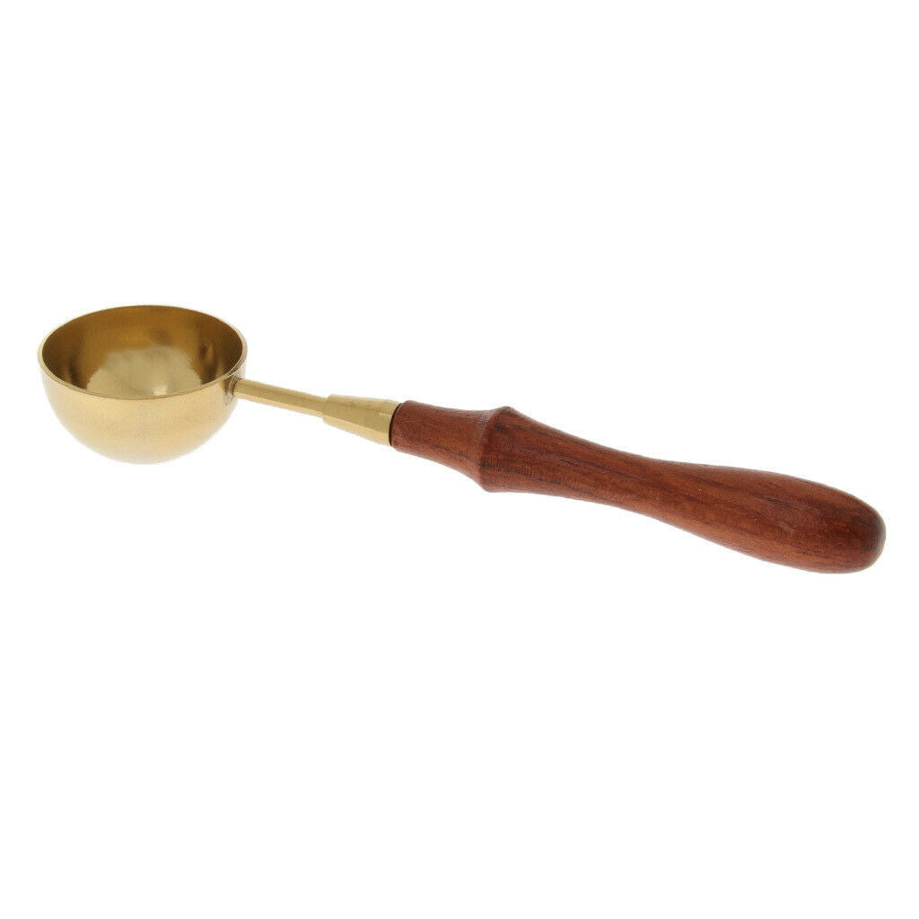 2pcs Seal Wax Sticks Wood Copper Melting Spoon Furnace Tool Sealing Kit