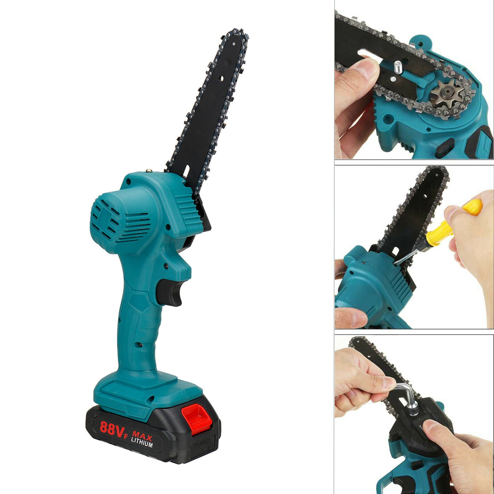 Handheld 6'' Electric Chain Saw Cordless Chain Wood Handy Saw Woodworking