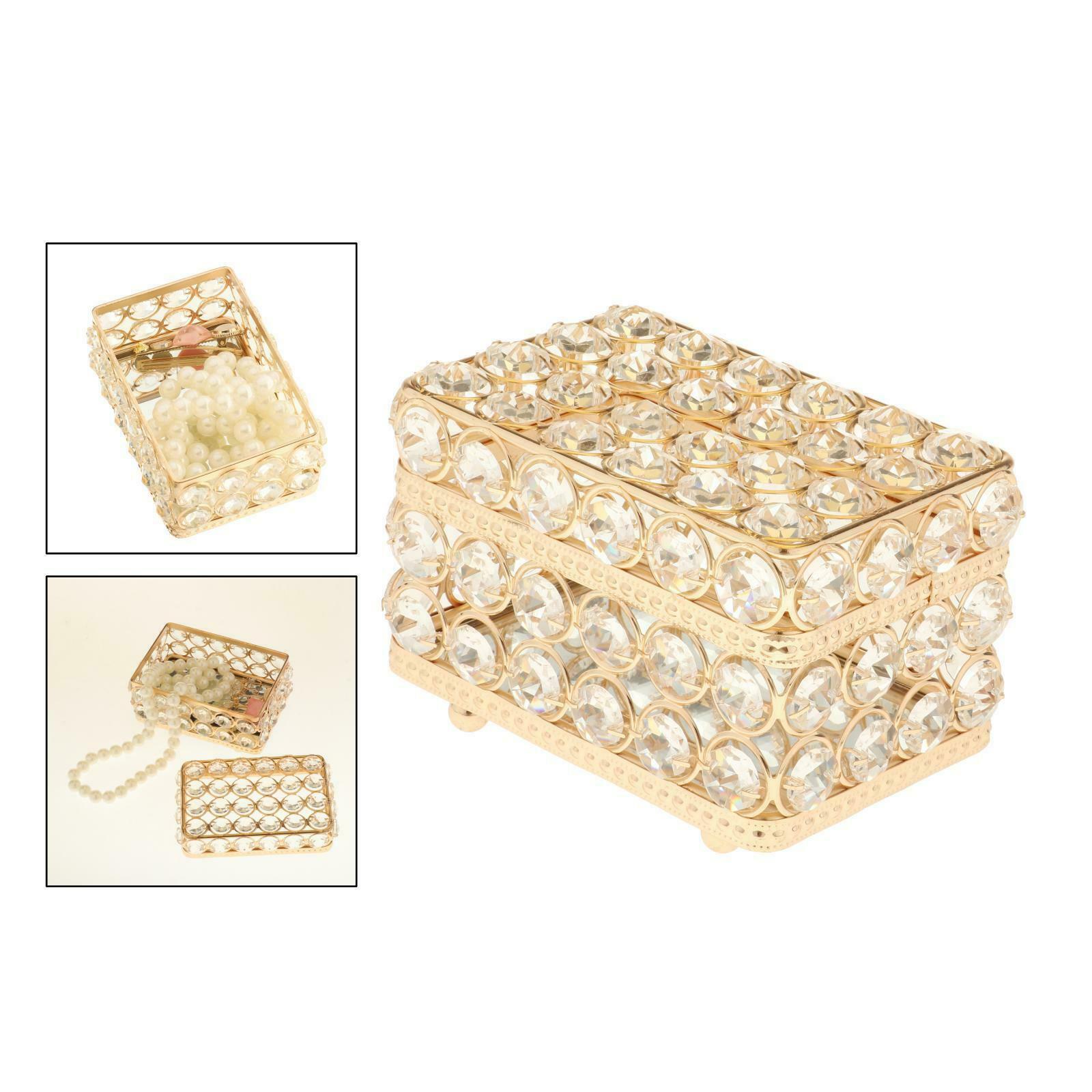 Crystal Jewelry Box with Lid Travel Necklace Organizer Storage Case Gift