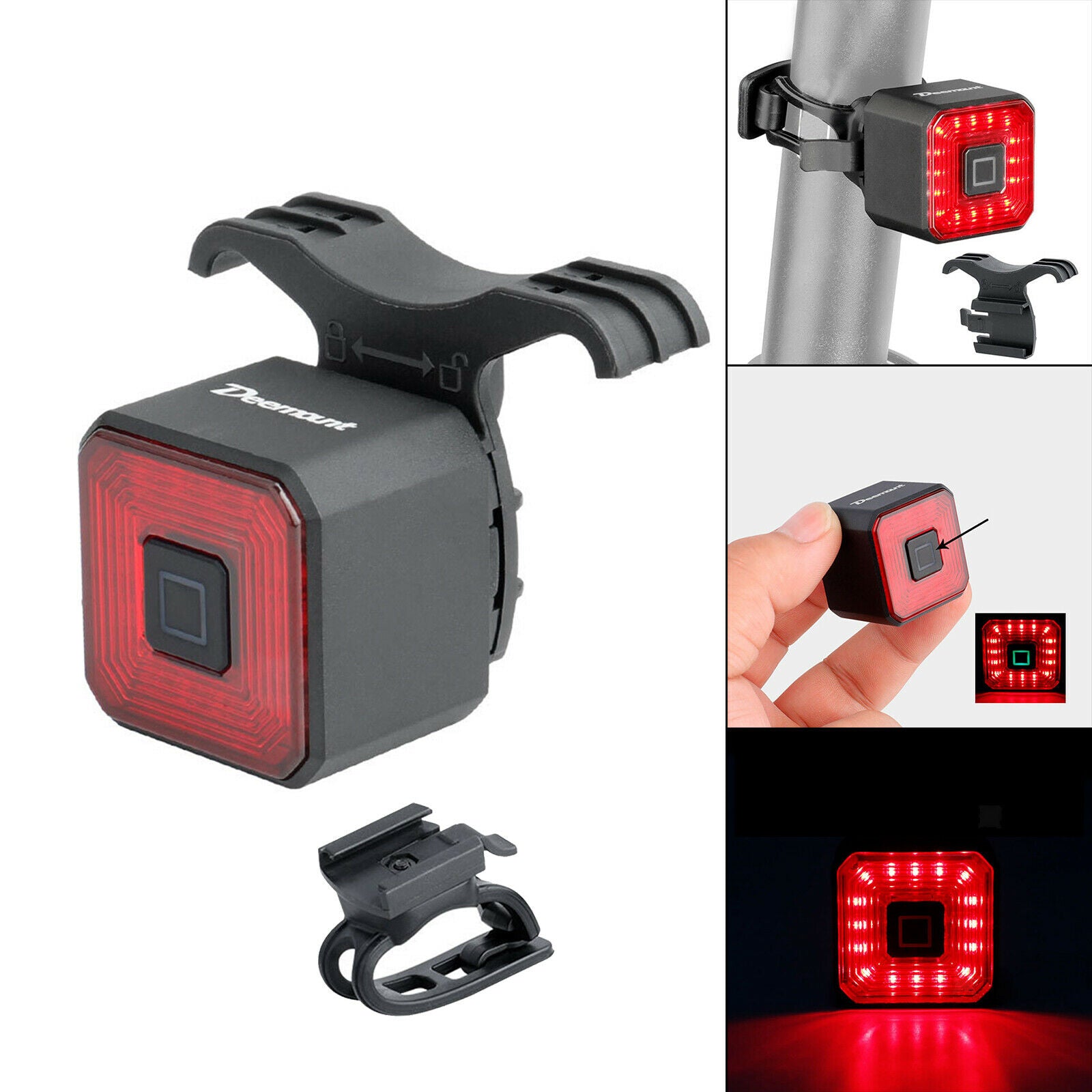 Smart Bike Tail Light Rear Lights Bicycle Flashlight Dual Working Mode