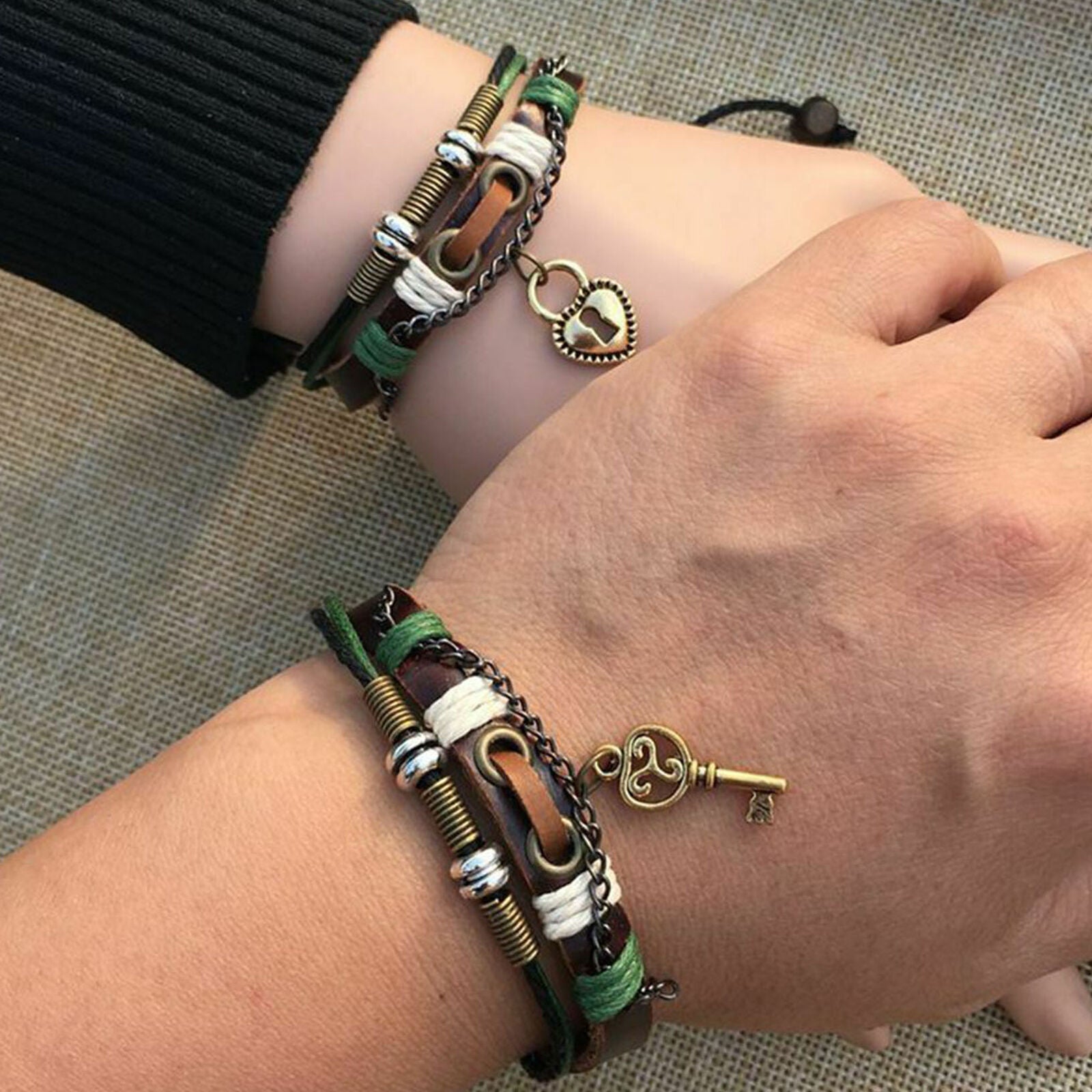 Bracelets For Men Women Leather Heart Jewelry Charm Fashion Couples Lovers