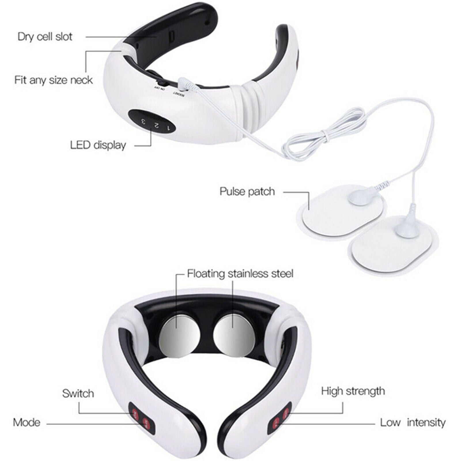 Electric Pulse Back and Neck Massager Far Infrared Heating Pain Relief Relax
