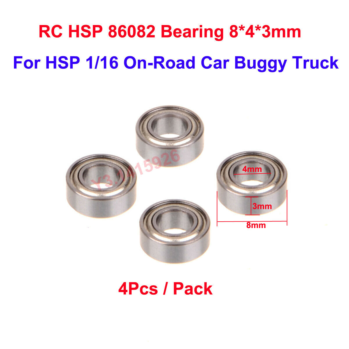 4Pcs RC HSP 86082 Bearing 8mm*4mm*3mm For HSP 1/16 On-Road Car Buggy Truck