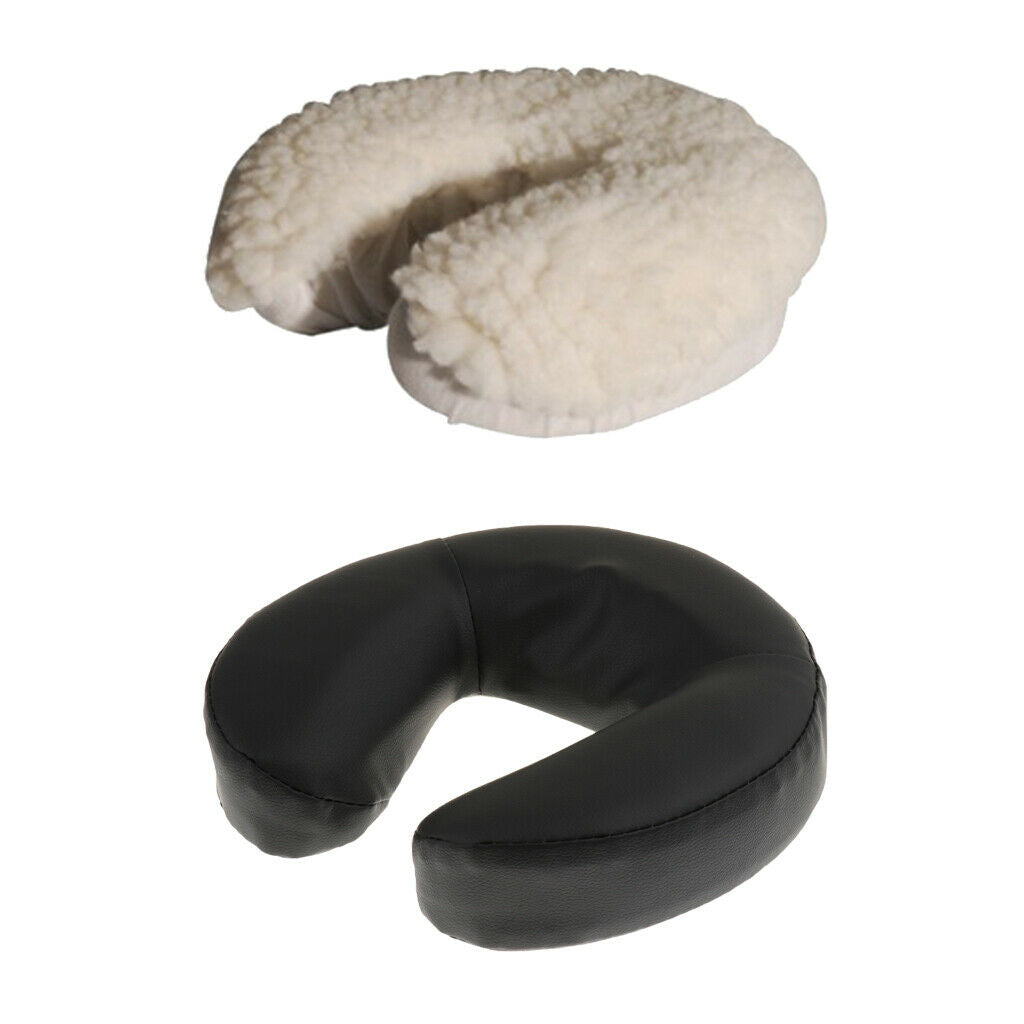 Foam Face Cradle Cushion Pillow Warm Fleece Cover Set for Massage Table Bed