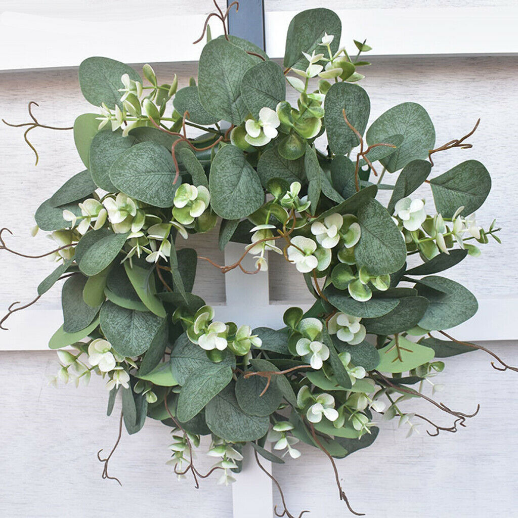 Eucalyptus Wreath Artificial Green Leaves Garland Hanging Wall Window Decor