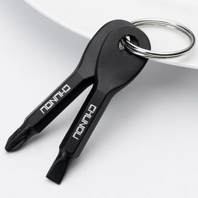 2 Keys Stainless Keychain Pocket Screwdriver Tool Set EDC Outdoor Multifu.l8