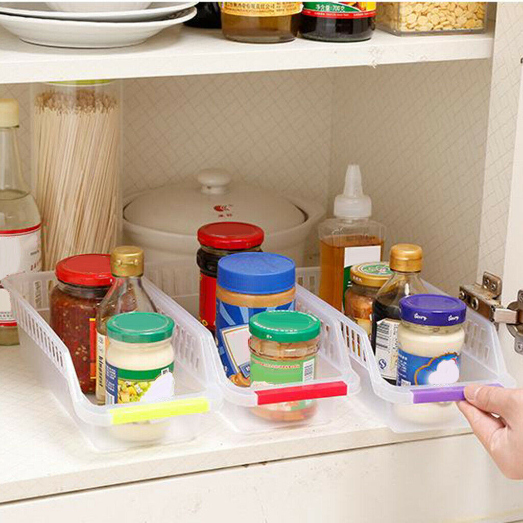 Set of 4 Refrigerator Organizer Bins Stackable Fridge Organizers for Freezers