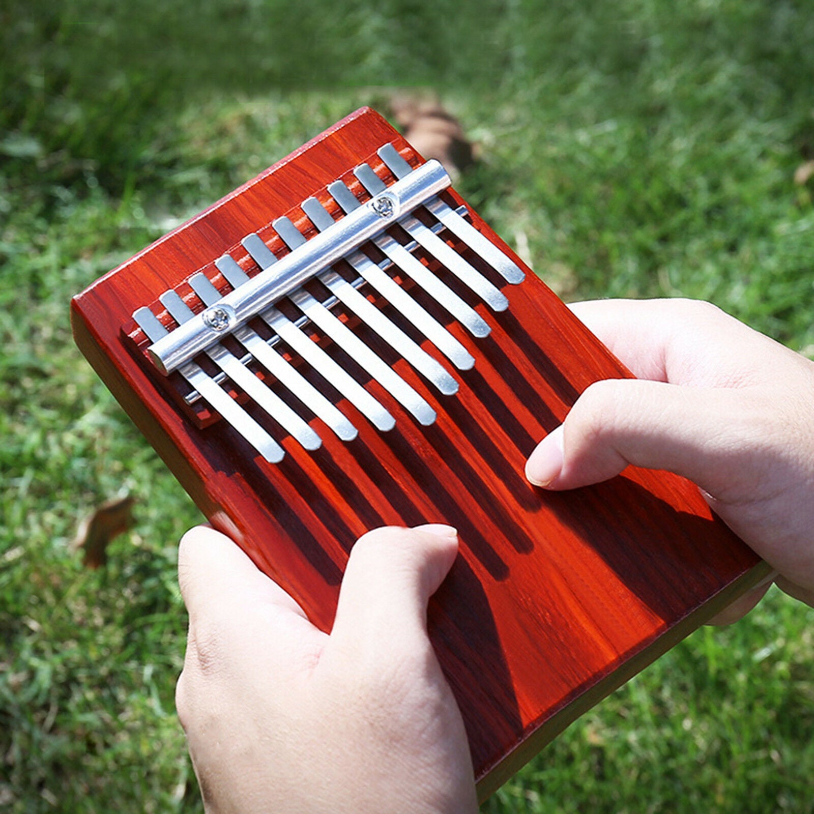10 Keys Kalimba African Solid Mahogany Wood Thumb Piano Finger Percussion Gifts