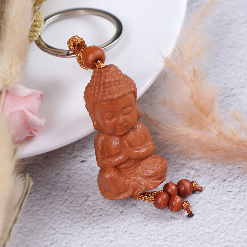 Mahogany Three-dimensional Engraving key chain Lifelike Buddha Pendant Ke.l8
