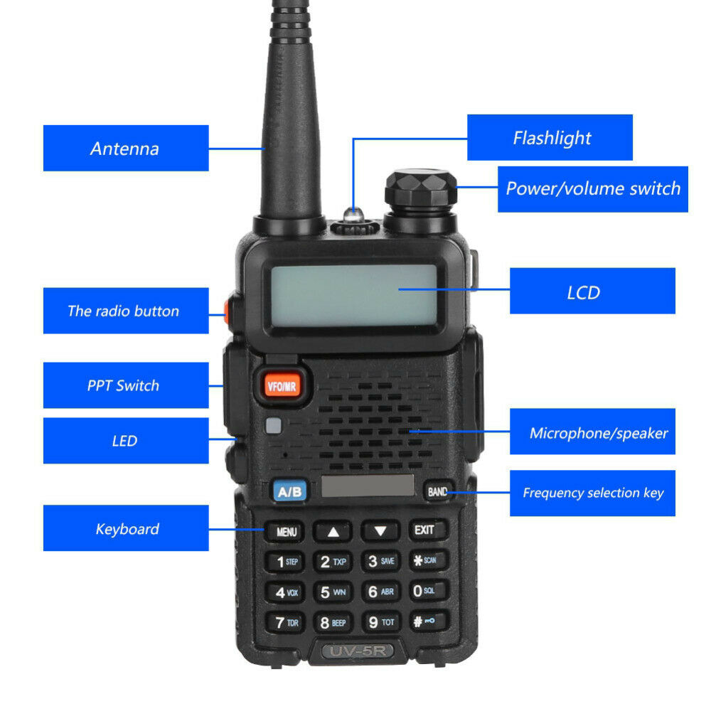 100-240V UV-5R Walkie Talkie FM Transceiver Dual-Band Two-way Radio US