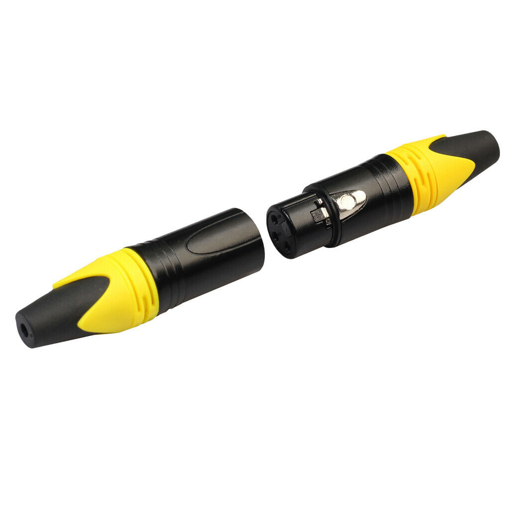 3 XLR Connector Male and Female Microphone Mic Audio Cable Adapter Yellow