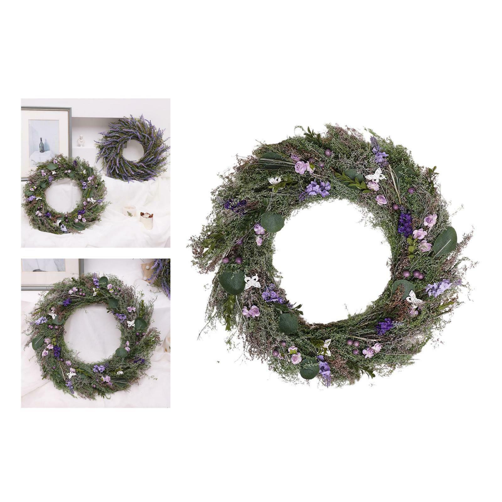 Handmade Hanging Artificial Lavender Flower Wreath Wall Garland Home Decor