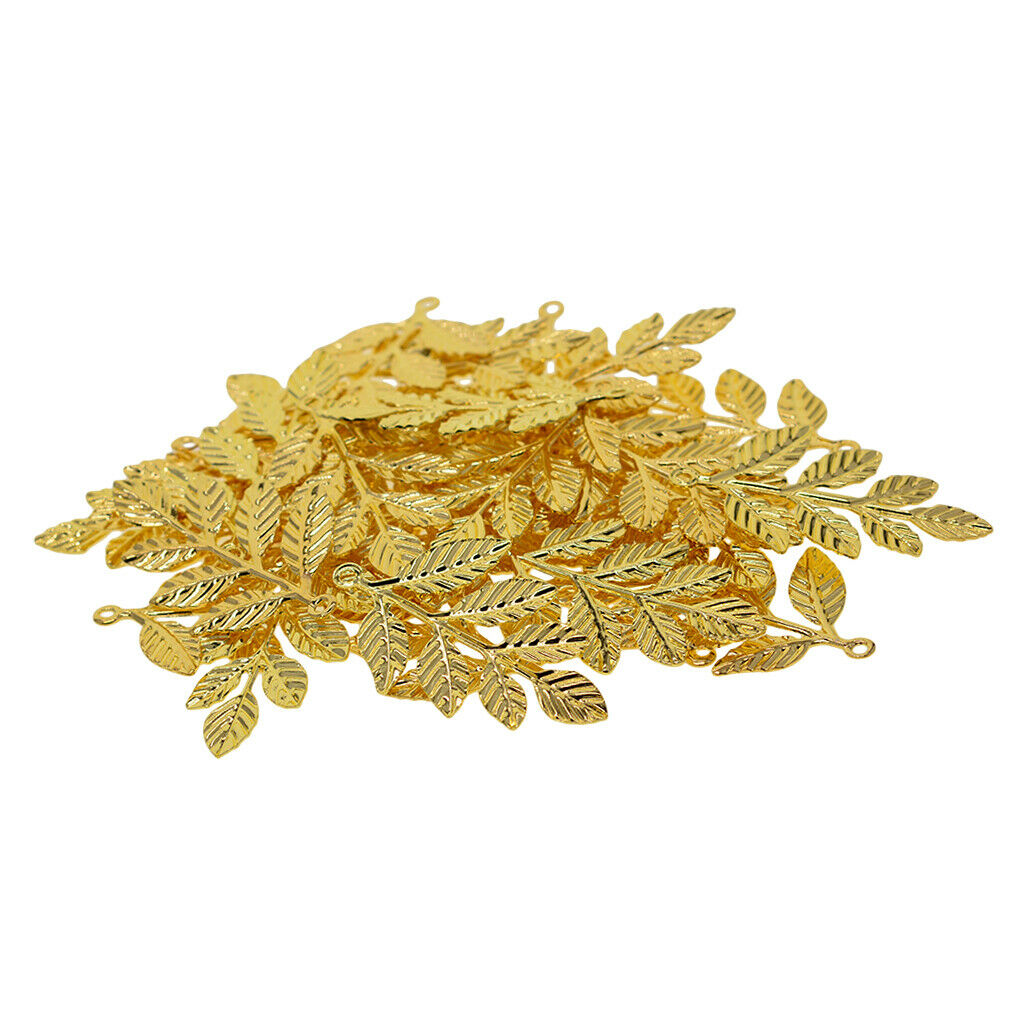 30Pcs Golden Plated Alloy Leaf Branches DIY Charms Pendants Home Decors Gift