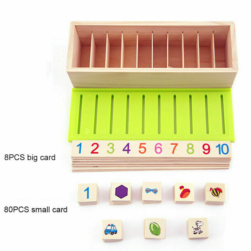 Toddler Kids Wooden Matching Grouping Toys Number Patterns Early Development