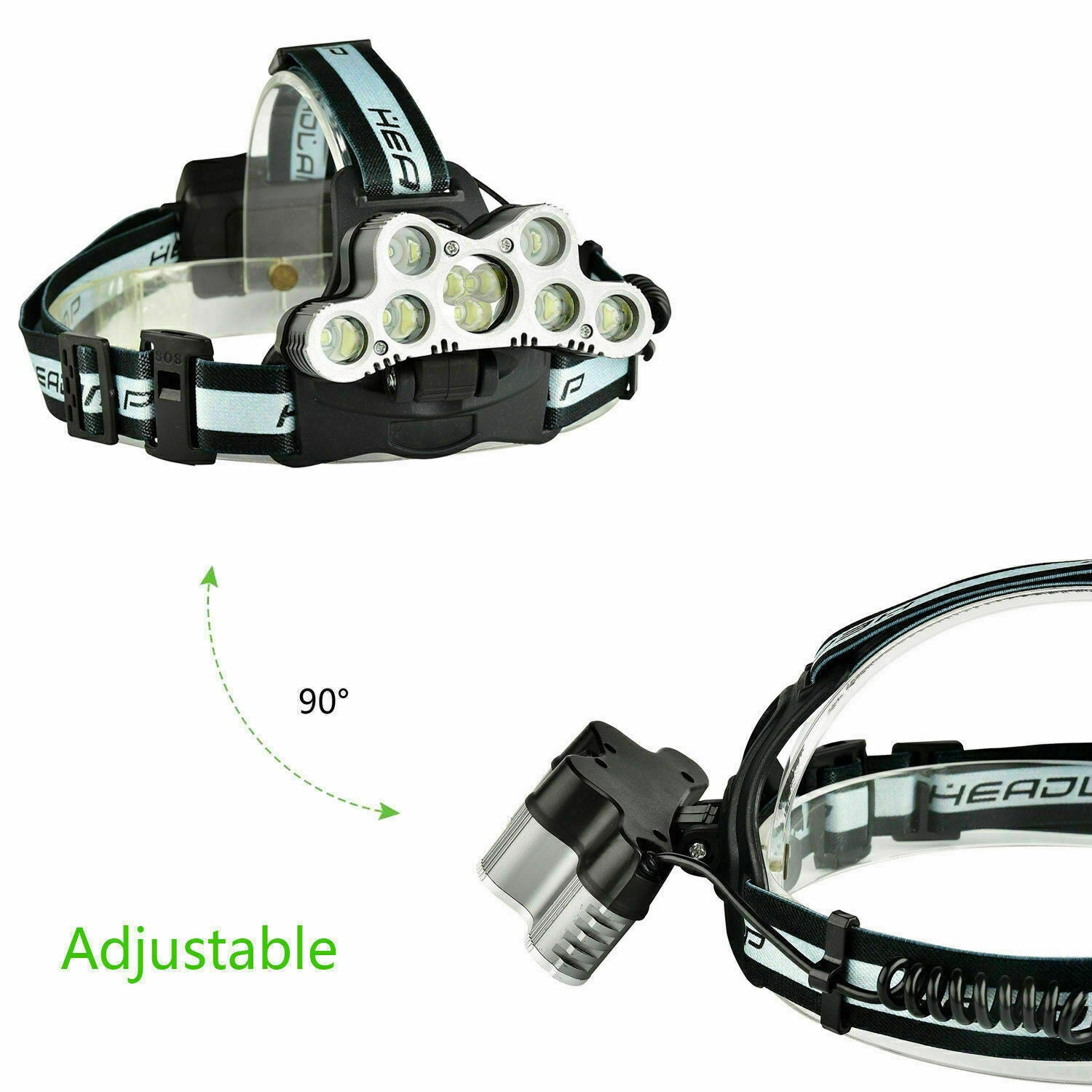 350000 Lumens 9LED Phare USB Rechargeable ImpermÃ©able RÃ©glable Angle Ir
