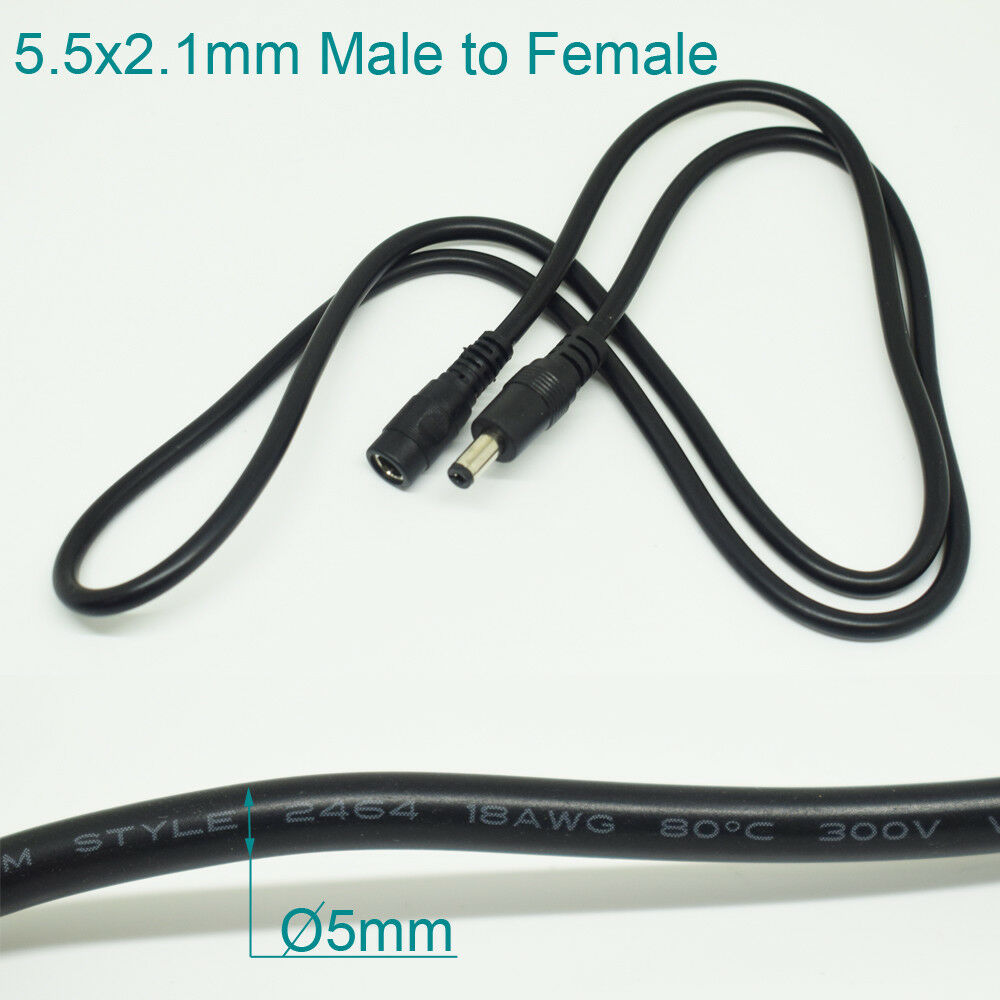 4pcs 1M\3.3FT 18AWG DC Power 5.5x2.1mm Male To Female Extension Adapter Cable