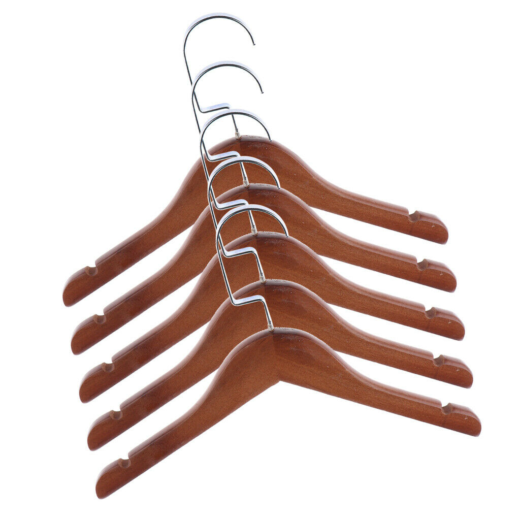 5 Pieces Wooden Hangers Coat Suit Garment Clothes Wardrobe Wood Hangers Kids