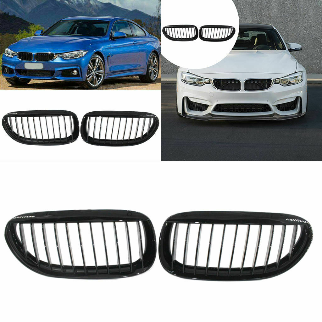 2x Front Kidney Black Grill Grille for BMW M6 E63 E64 6-series 04-10 Durable