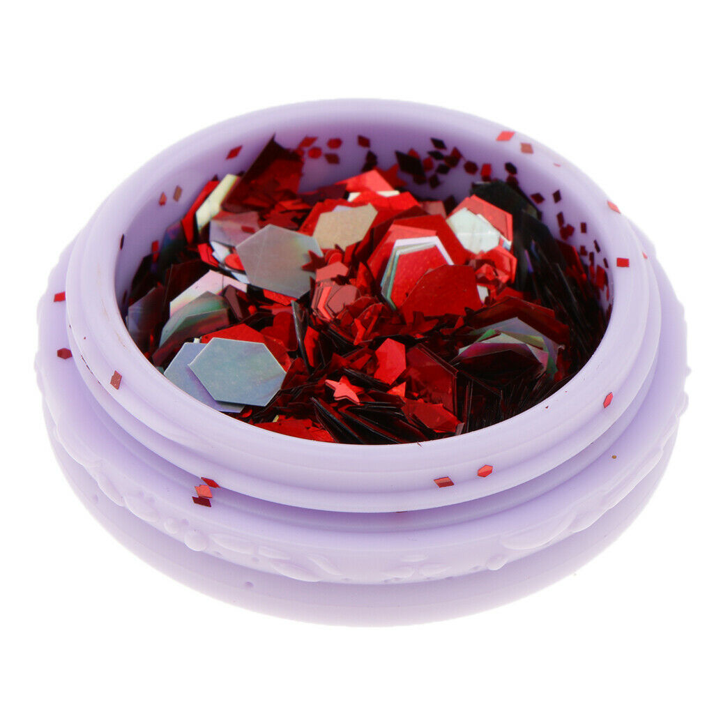 2x Chunky Cosmetic Glitter Shimmer Holographic Body Glitter Powder Sequins Red