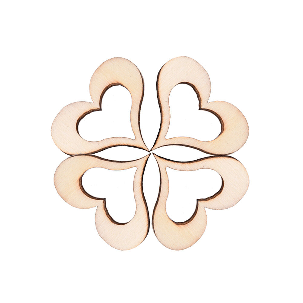 50 3cm Wooden Mini Hollow Love Heart Wood Cutout Wedding Craft Embellishment WB