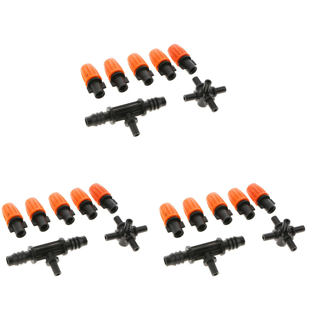 3x Five Outlet Atomizing Orange Nozzle +8/11 Flat Mouth Tee Adjustable Fog Mist