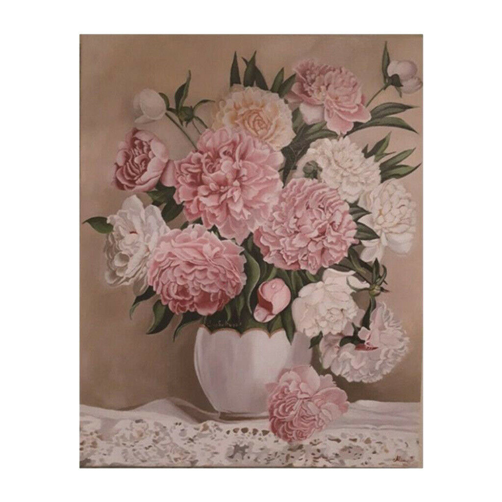 5D DIY Diamond Painting Kit for Beginners, Full Drill Peony Flowers Rhinestone