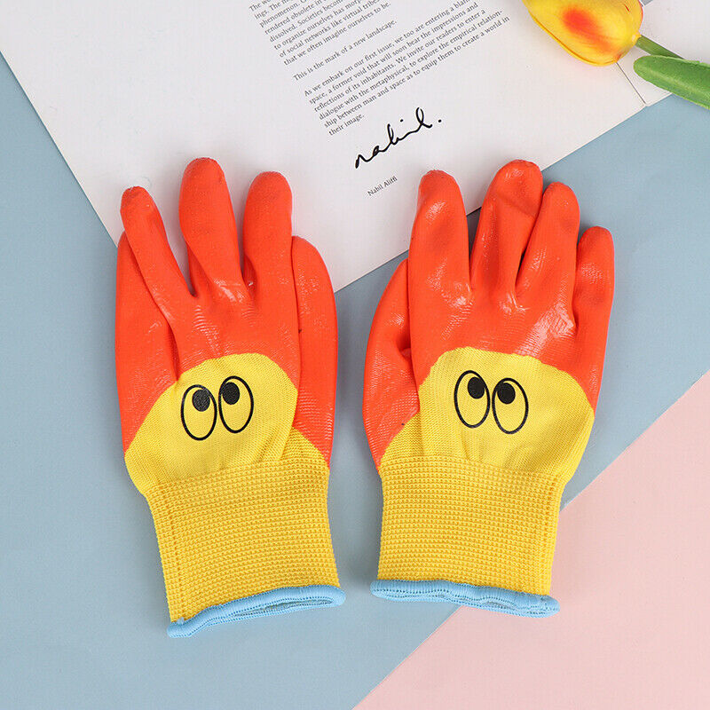 Breathable Kids Gardening Gloves Resistant Non-slip Anti-stab Protective Glo DF