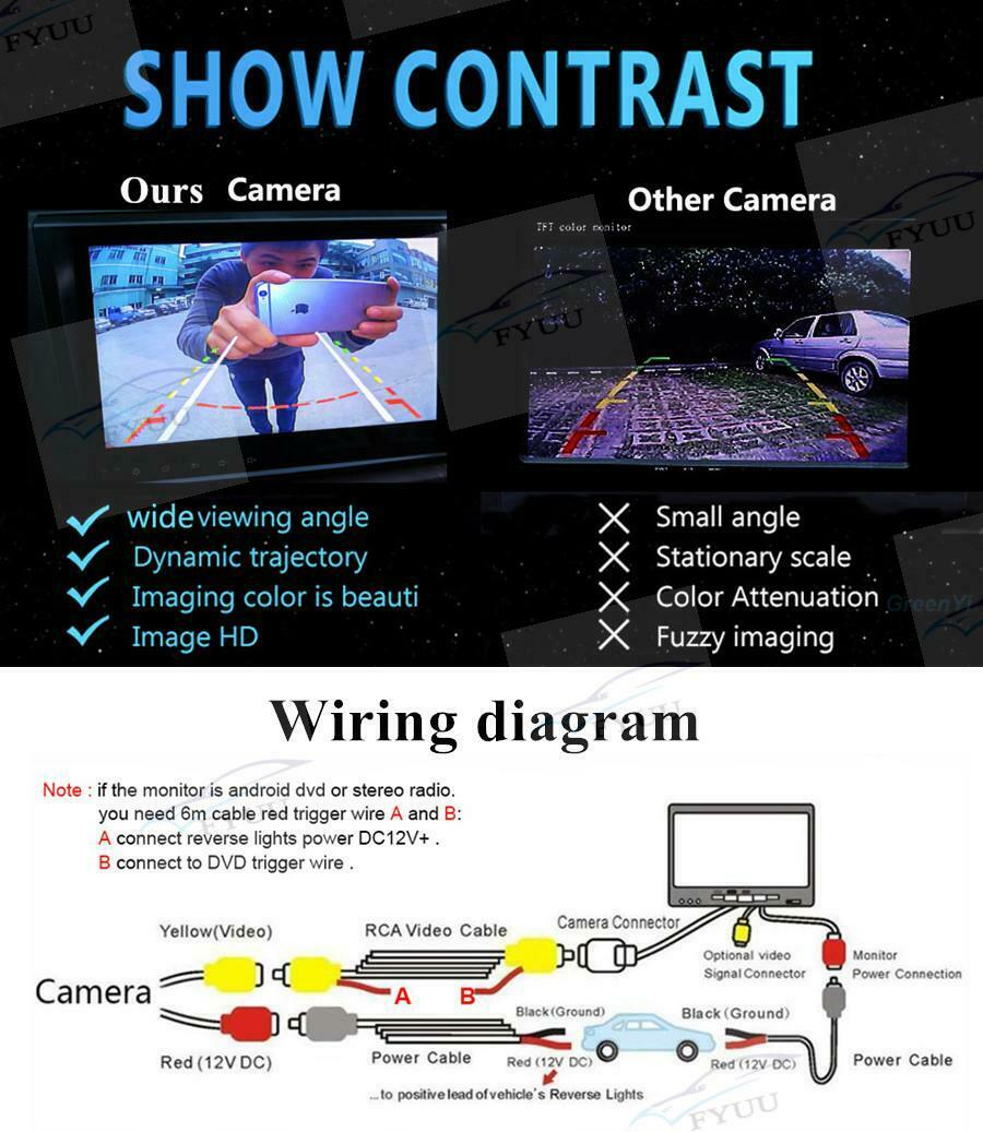 800TVL Intelligent Dynamic Trajectory Parking Line Reverse Backup Rear Camera