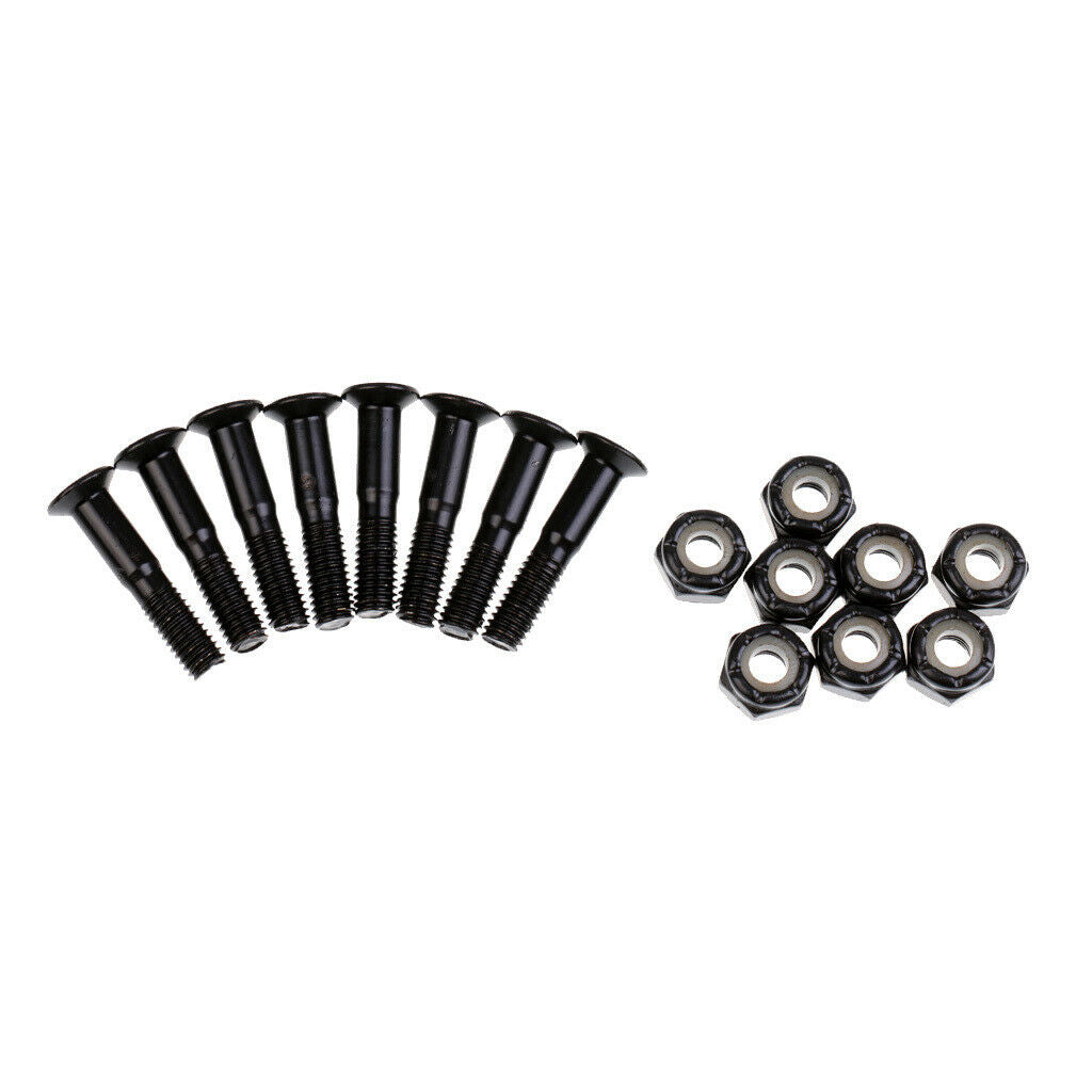 16pcs Skateboard Screws Nuts Heavy Duty Carbon Steel Longboard Head Deck Wheel