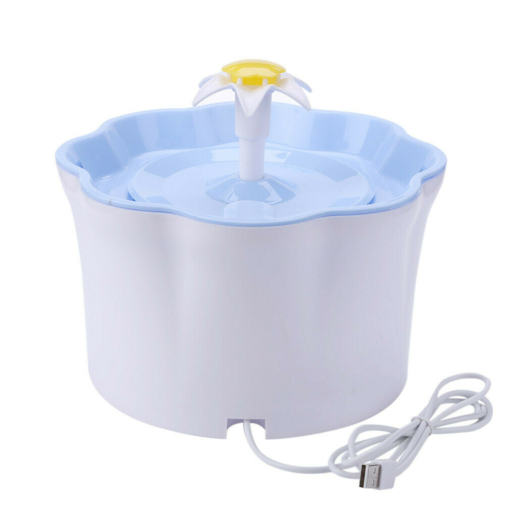 Pet Flower Shape Automatic Water  for Cat Dog Drinking 2.6L Blue with