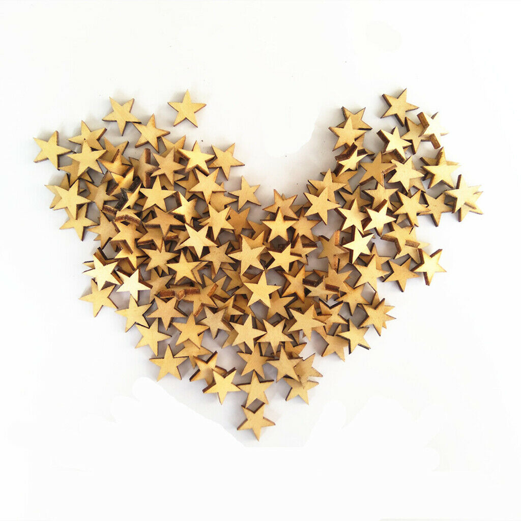 150pcs Star Wooden Embellishments DIY Crafts Cardmaking Scrapbooking