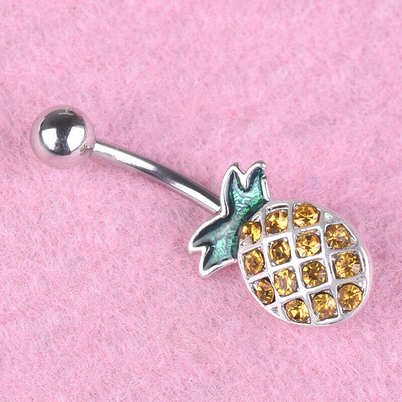 Pineapple Steel Navel Rings Crystal BellyButton Ring Bar Body Piercing Je.l8