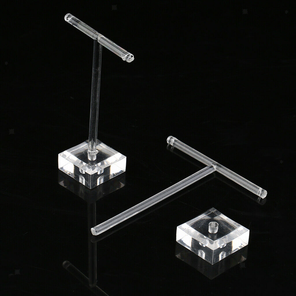 2 Set T Bar Acrylic Drop Pendant Necklace Earring Jewellery Display Stands Racks