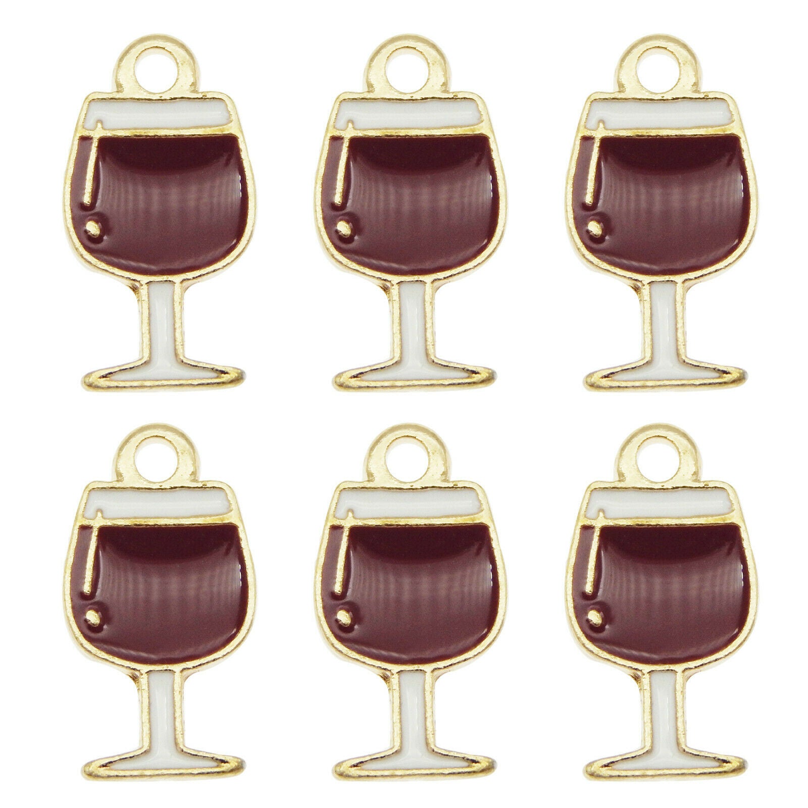 30PCS MultiColor Enamel 16x9mm Wine Glass Goblet Charms Pendant DIY Crafts