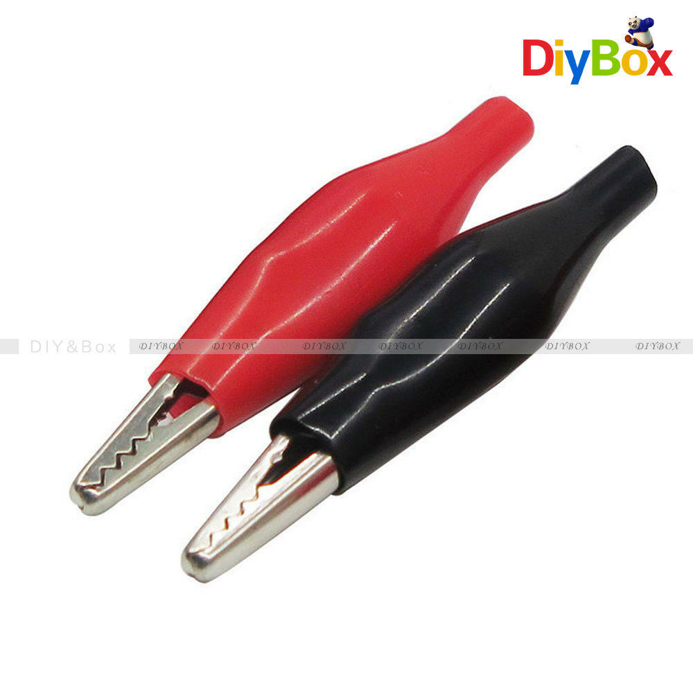 20pcs Black Red Soft Plastic Coated Testing Probe Aligator Clips Crocodile P2001